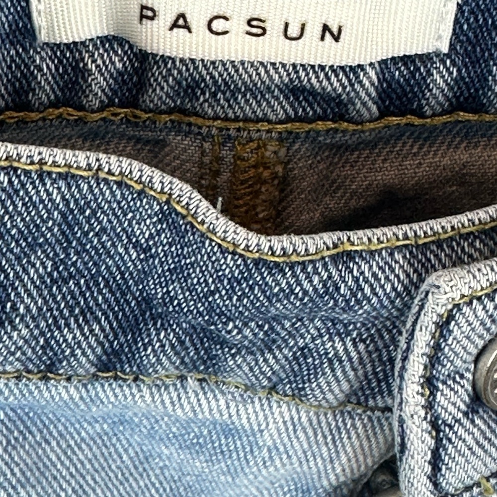 PacSun high-rise straight leg jeans size 30 two tone butterfly distressed hem - Picture 9 of 14